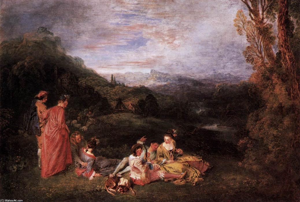 WikiOO.org - Encyclopedia of Fine Arts - Lukisan, Artwork Jean Antoine Watteau - Peaceful Love