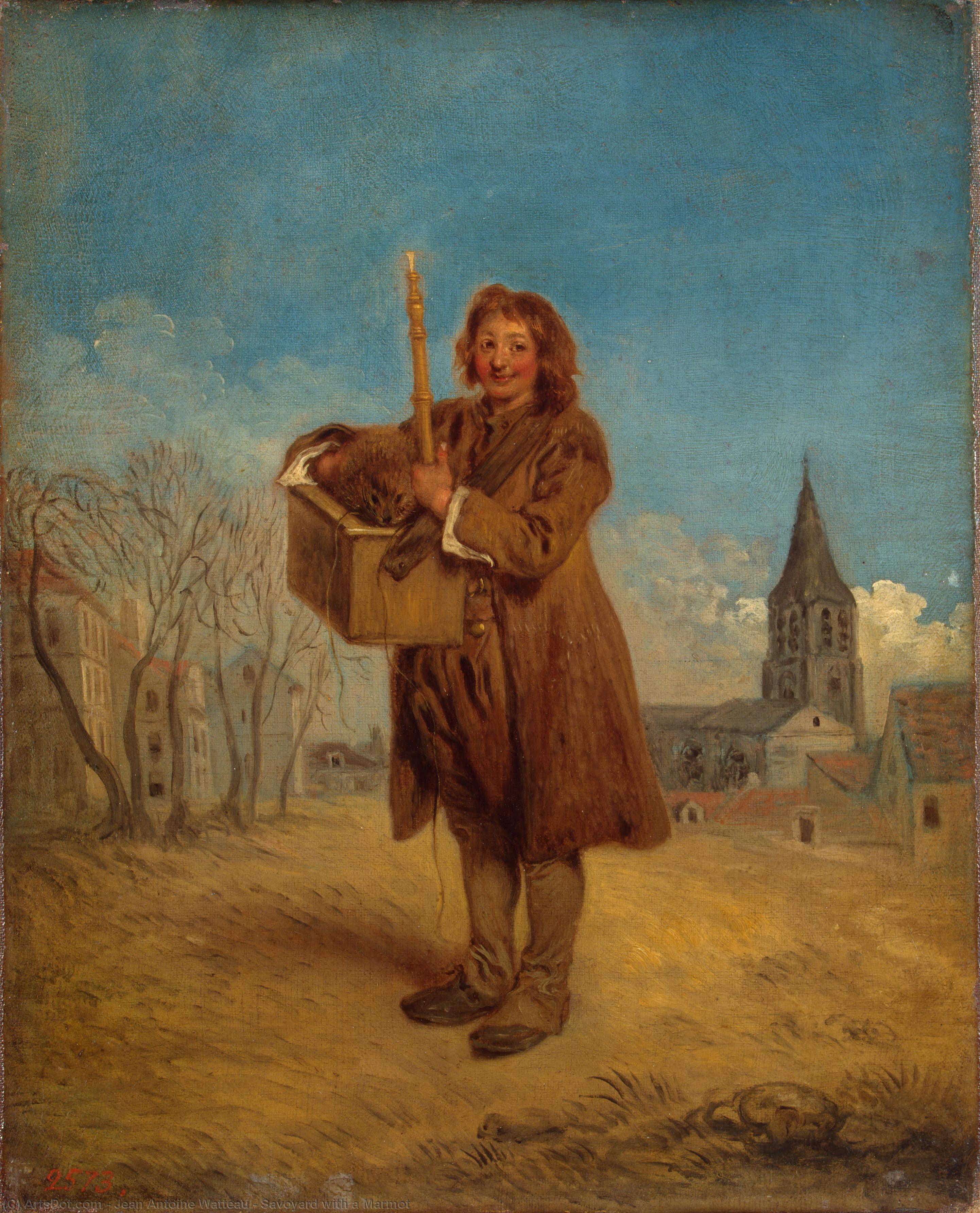 Wikioo.org – La Enciclopedia de las Bellas Artes - Pintura, Obras de arte de Jean Antoine Watteau - Saboyano enestado  Un  Marmota