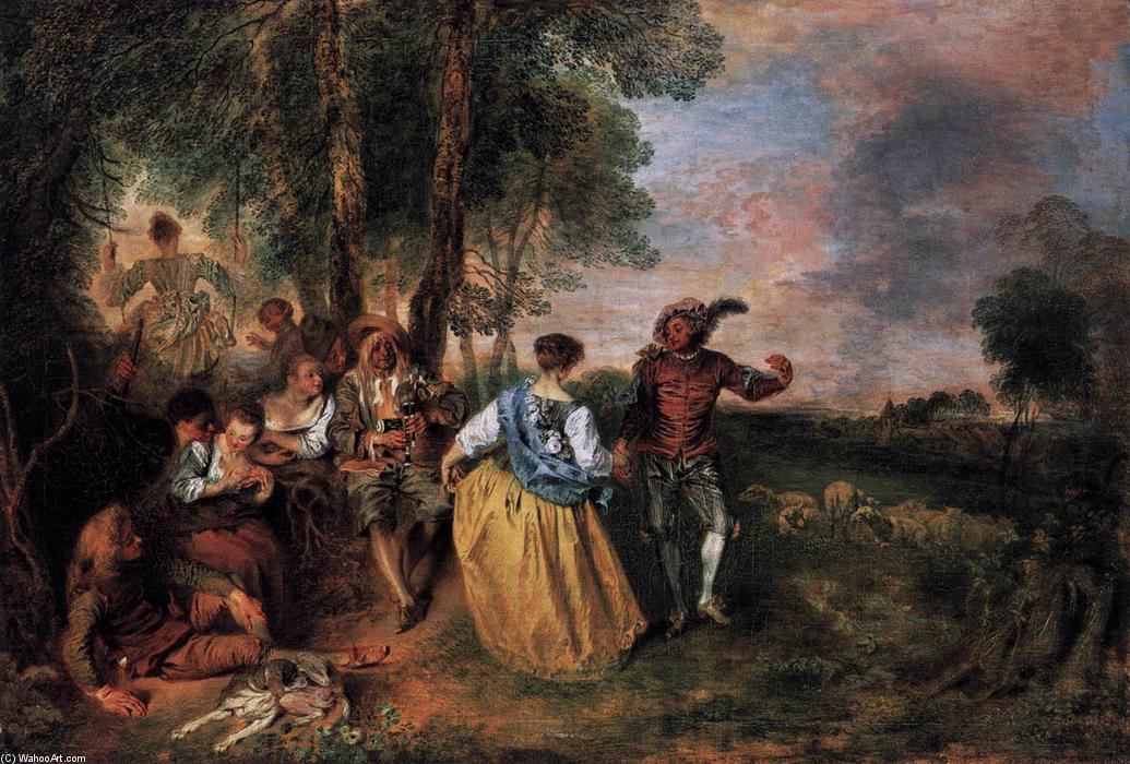 Wikoo.org - موسوعة الفنون الجميلة - اللوحة، العمل الفني Jean Antoine Watteau - The Shepherds