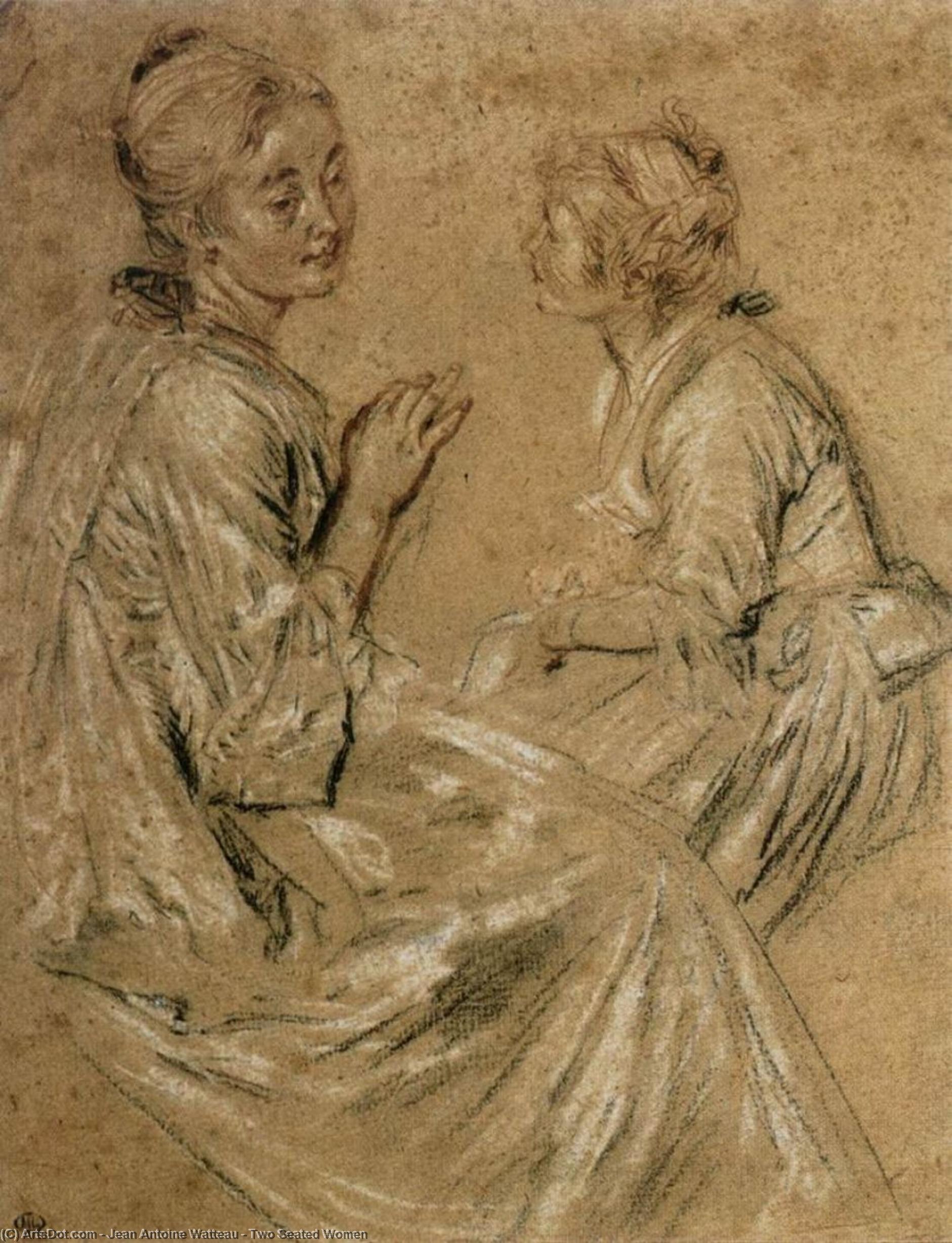 Wikioo.org - The Encyclopedia of Fine Arts - Painting, Artwork by Jean Antoine Watteau - Two Seated Women