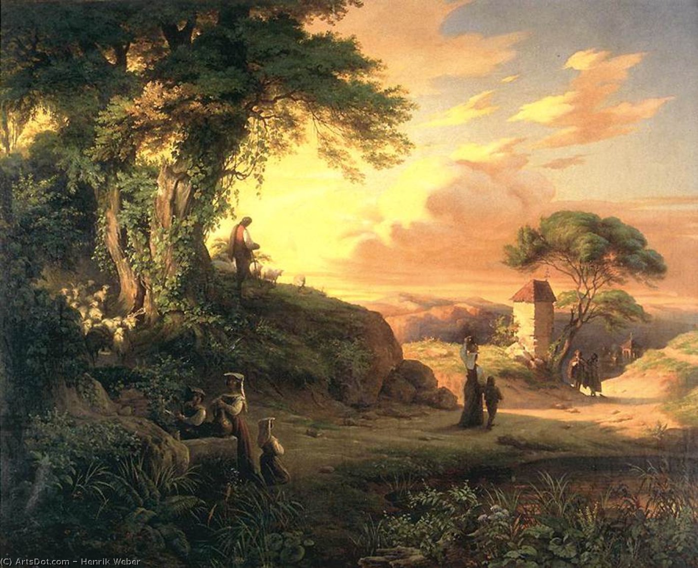 Wikioo.org - The Encyclopedia of Fine Arts - Painting, Artwork by Henrik Weber - Romantic Scene