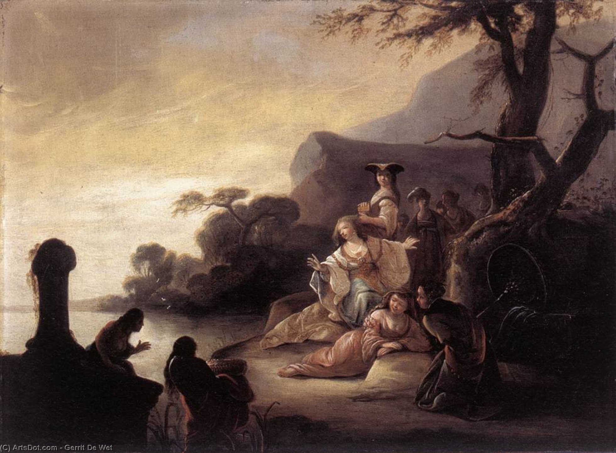 Wikioo.org - The Encyclopedia of Fine Arts - Painting, Artwork by Gerrit De Wet - Finding of Moses in the Nile