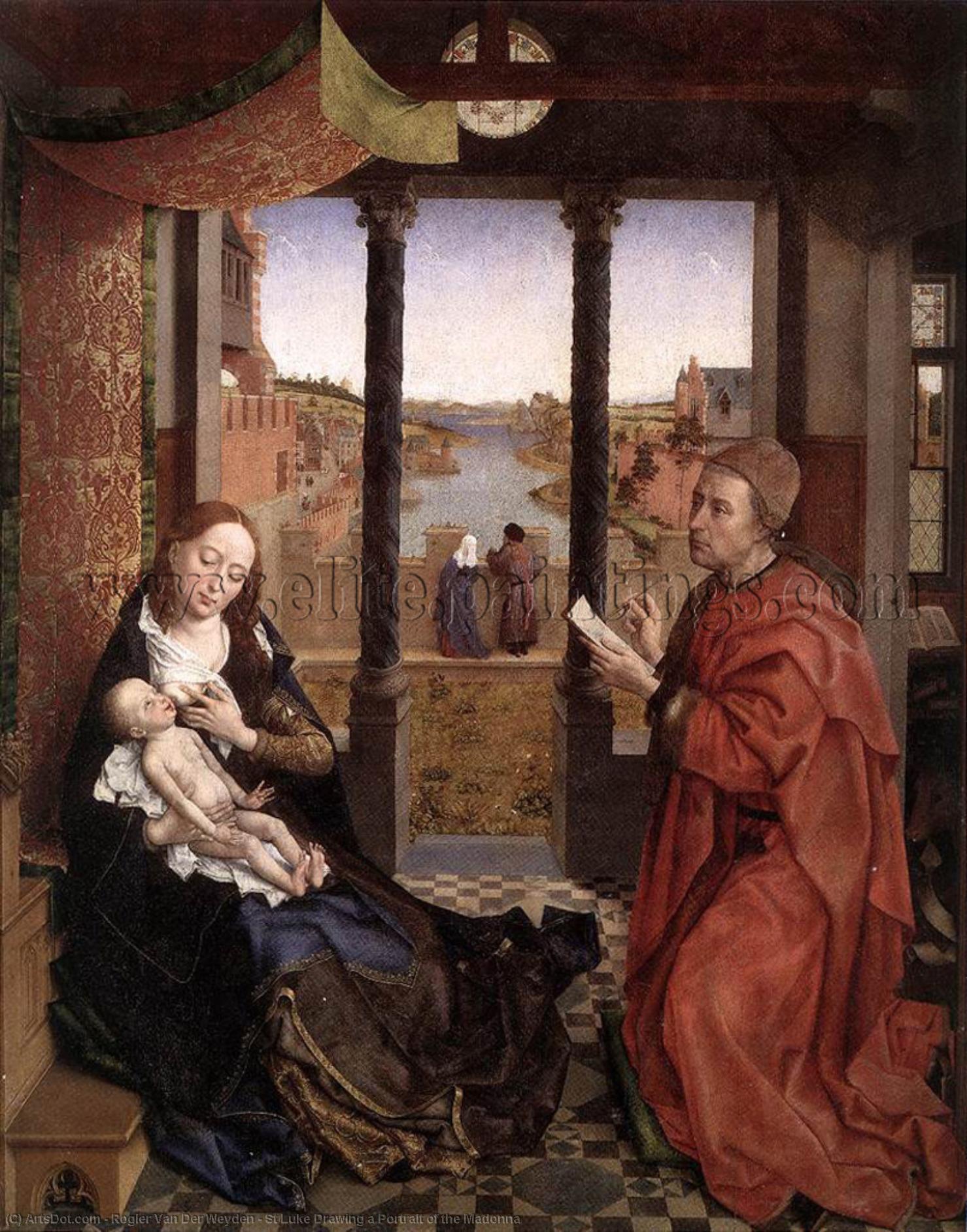 Wikioo.org - The Encyclopedia of Fine Arts - Painting, Artwork by Rogier Van Der Weyden - St Luke Drawing a Portrait of the Madonna