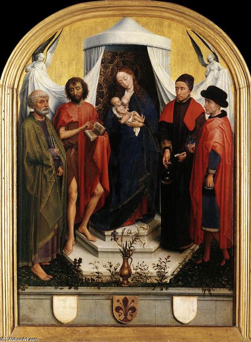 Wikioo.org – L'Enciclopedia delle Belle Arti - Pittura, Opere di Rogier Van Der Weyden - vergine con l'estensione bambino e le  quattro  santi