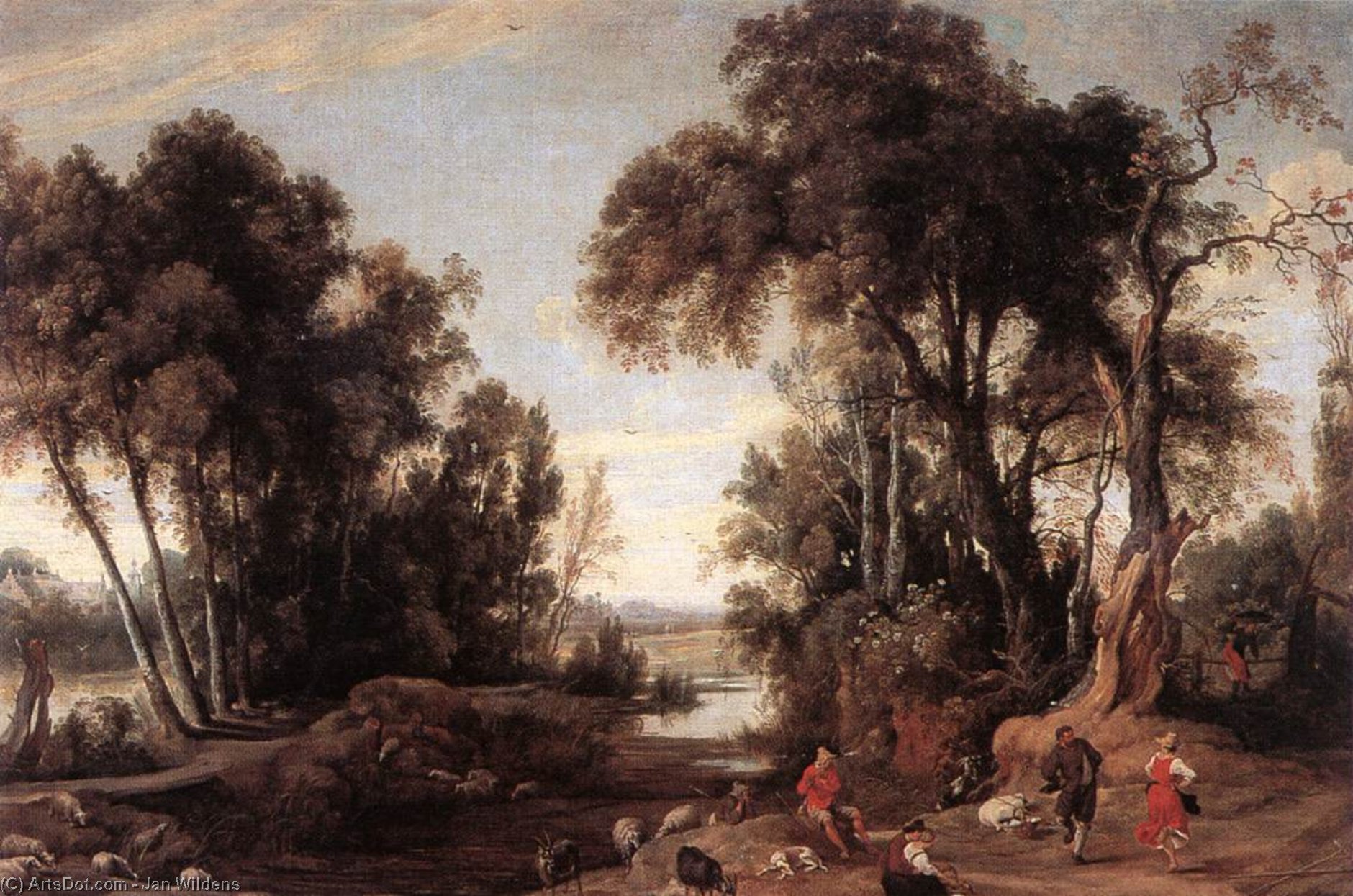 Wikioo.org - The Encyclopedia of Fine Arts - Painting, Artwork by Jan Wildens - Landscape with Shepherds