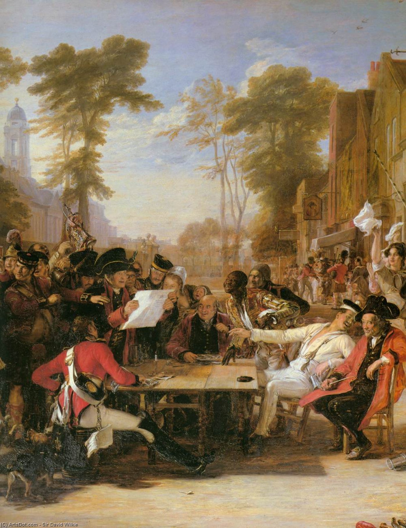 Wikioo.org - The Encyclopedia of Fine Arts - Painting, Artwork by David Wilkie Wynfield - Chelsea Pensioners Reading the Waterloo Dispatch (detail)