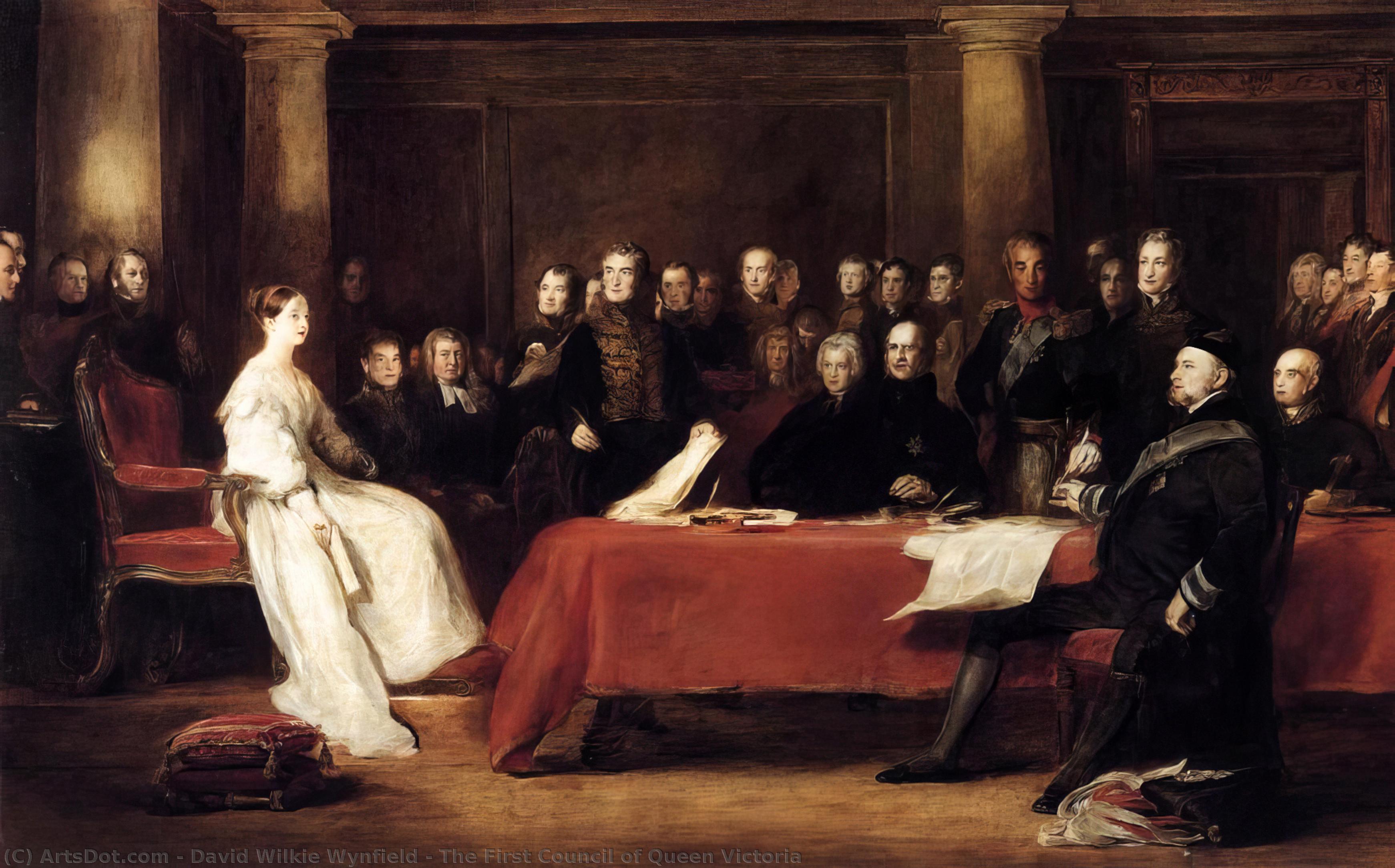 Wikioo.org - Bách khoa toàn thư về mỹ thuật - Vẽ tranh, Tác phẩm nghệ thuật David Wilkie Wynfield - The First Council of Queen Victoria