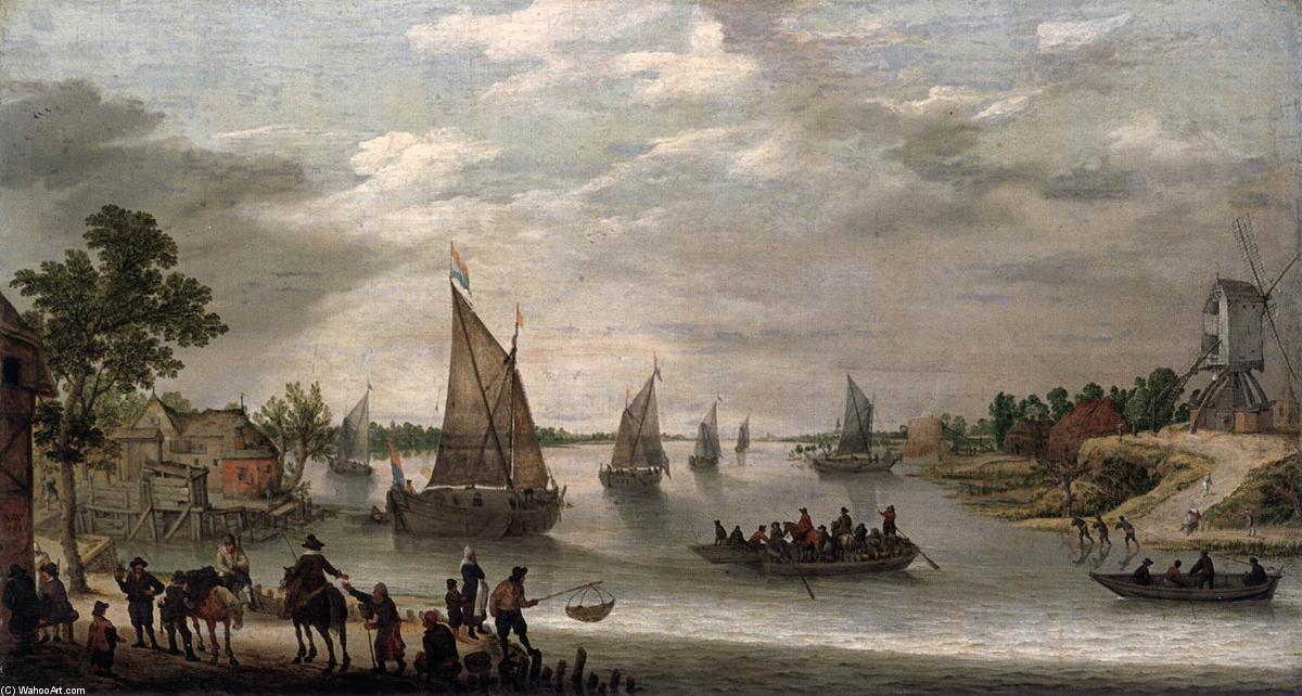 Wikioo.org - The Encyclopedia of Fine Arts - Painting, Artwork by Adam Willaerts - River Scene with Boats