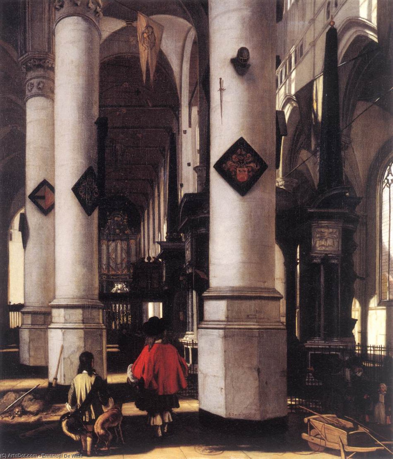 Wikioo.org - The Encyclopedia of Fine Arts - Painting, Artwork by Emanuel De Witte - Interior of the Nieuwe Kerk in Delft