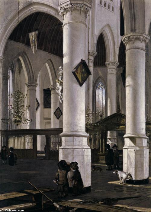 Wikioo.org - The Encyclopedia of Fine Arts - Painting, Artwork by Emanuel De Witte - Interior of the Oude Kerk, Delft