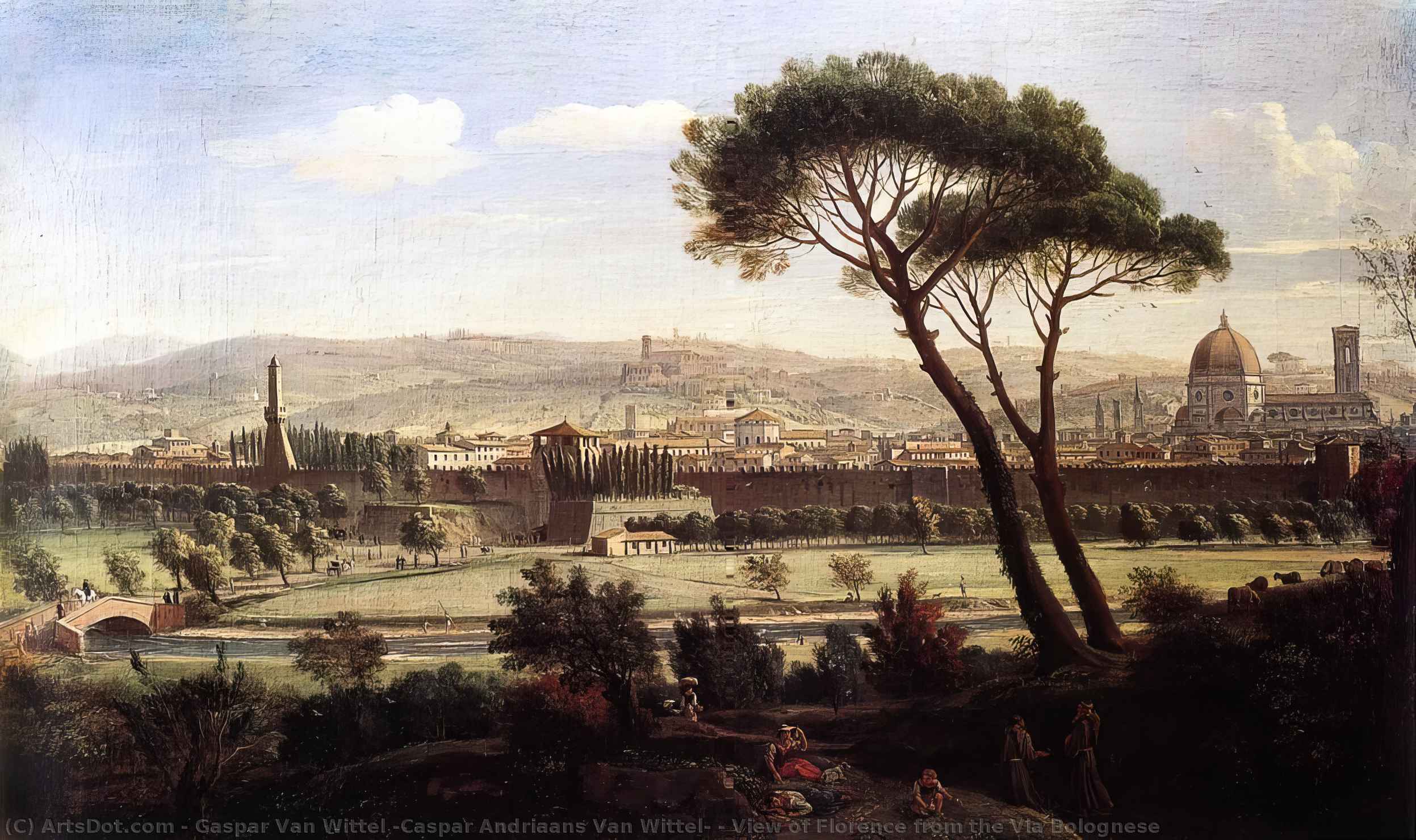 Wikioo.org - สารานุกรมวิจิตรศิลป์ - จิตรกรรม Gaspar Van Wittel (Caspar Andriaans Van Wittel) - View of Florence from the Via Bolognese