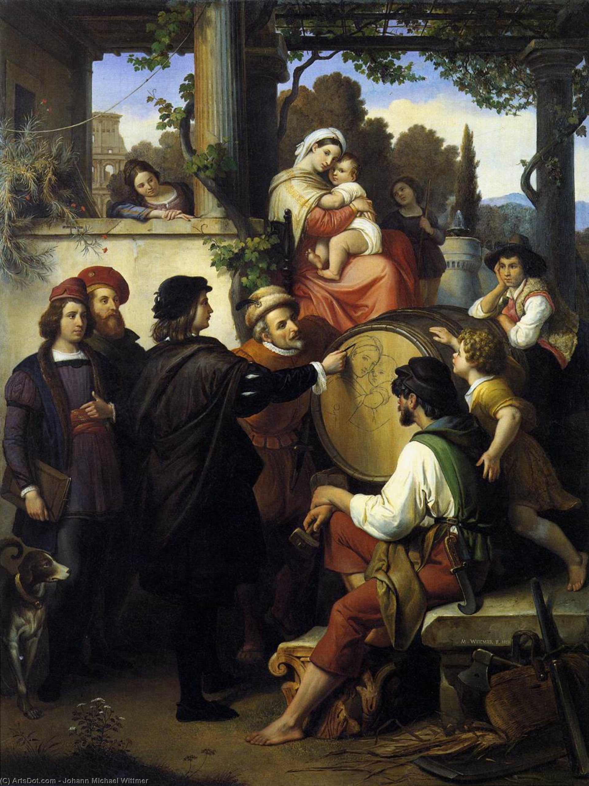 WikiOO.org – 美術百科全書 - 繪畫，作品 Johann Michael Wittmer - Raphael's 第一 草图 的 'Madonna 德拉 Sedia'