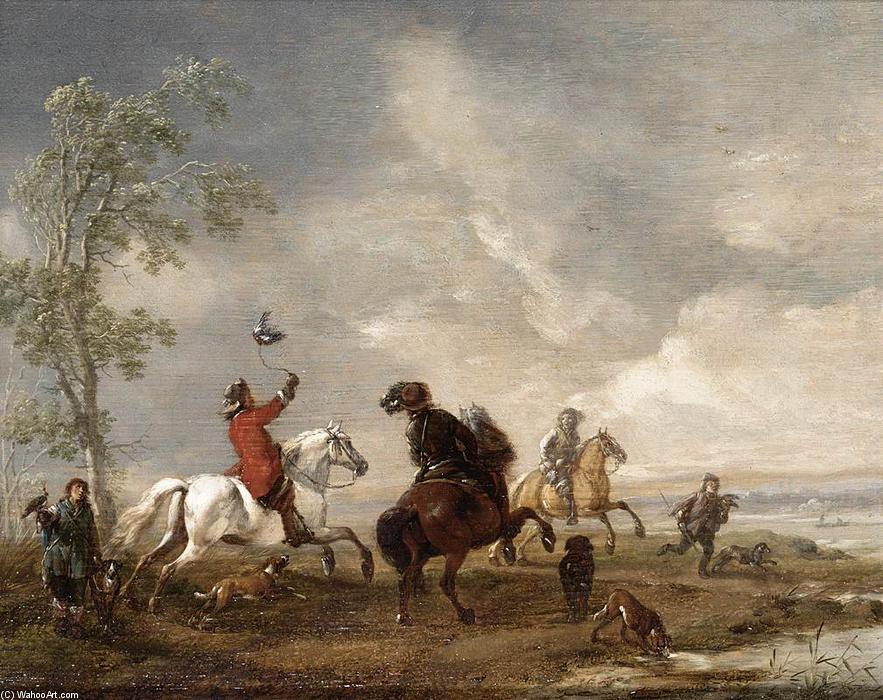 Wikioo.org - The Encyclopedia of Fine Arts - Painting, Artwork by Philips Wouwerman - A Hawking Party