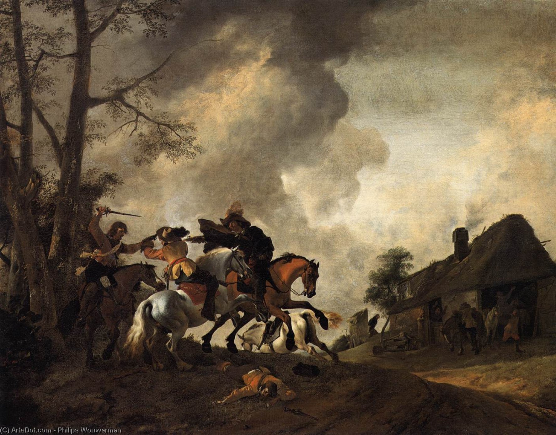 WikiOO.org - Encyclopedia of Fine Arts - Maalaus, taideteos Philips Wouwerman - Battle on Horseback