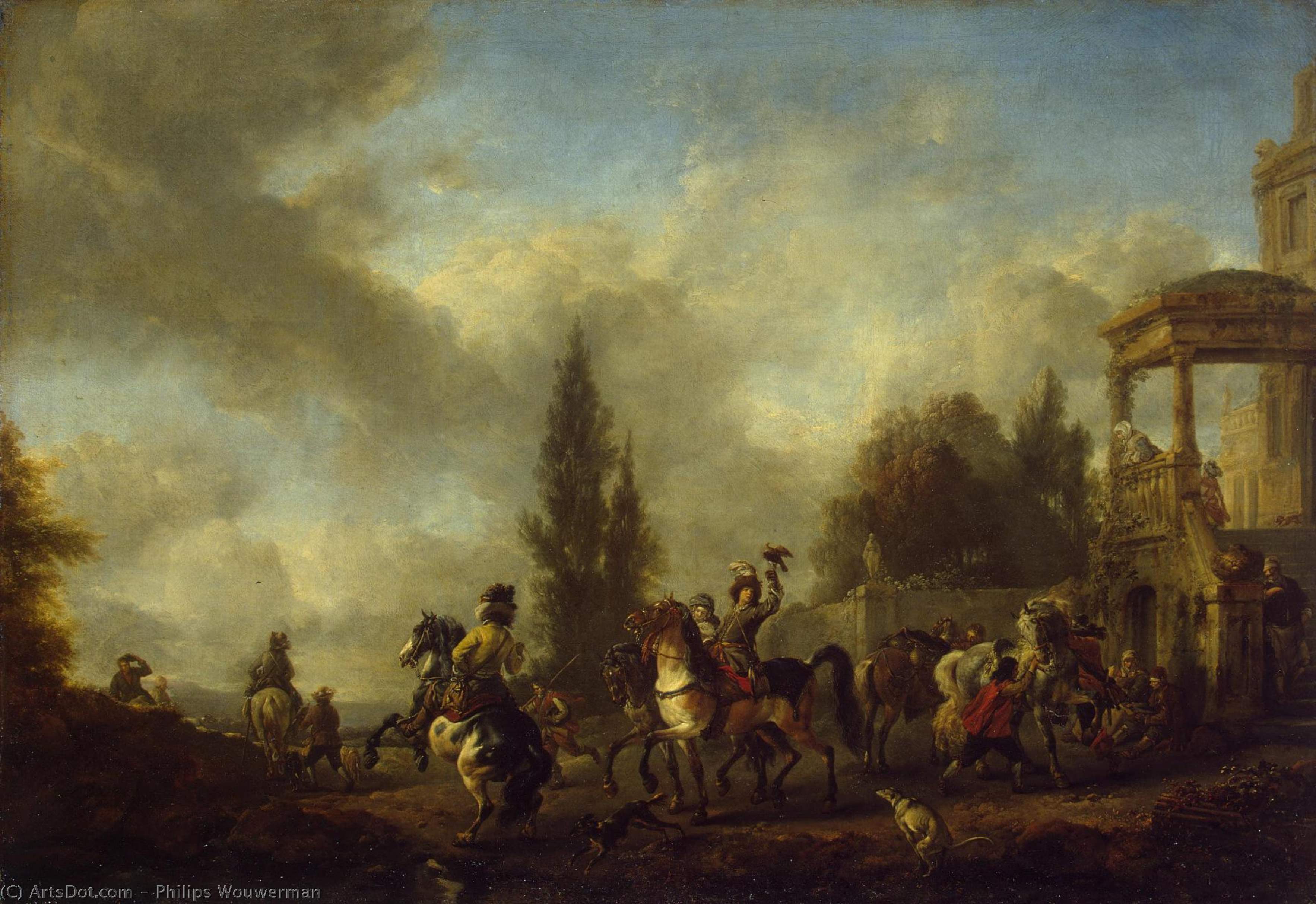 Wikioo.org - The Encyclopedia of Fine Arts - Painting, Artwork by Philips Wouwerman - Huntsmen Setting Out