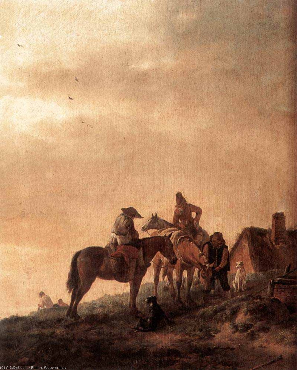 Wikioo.org - The Encyclopedia of Fine Arts - Painting, Artwork by Philips Wouwerman - Rider's Rest Place