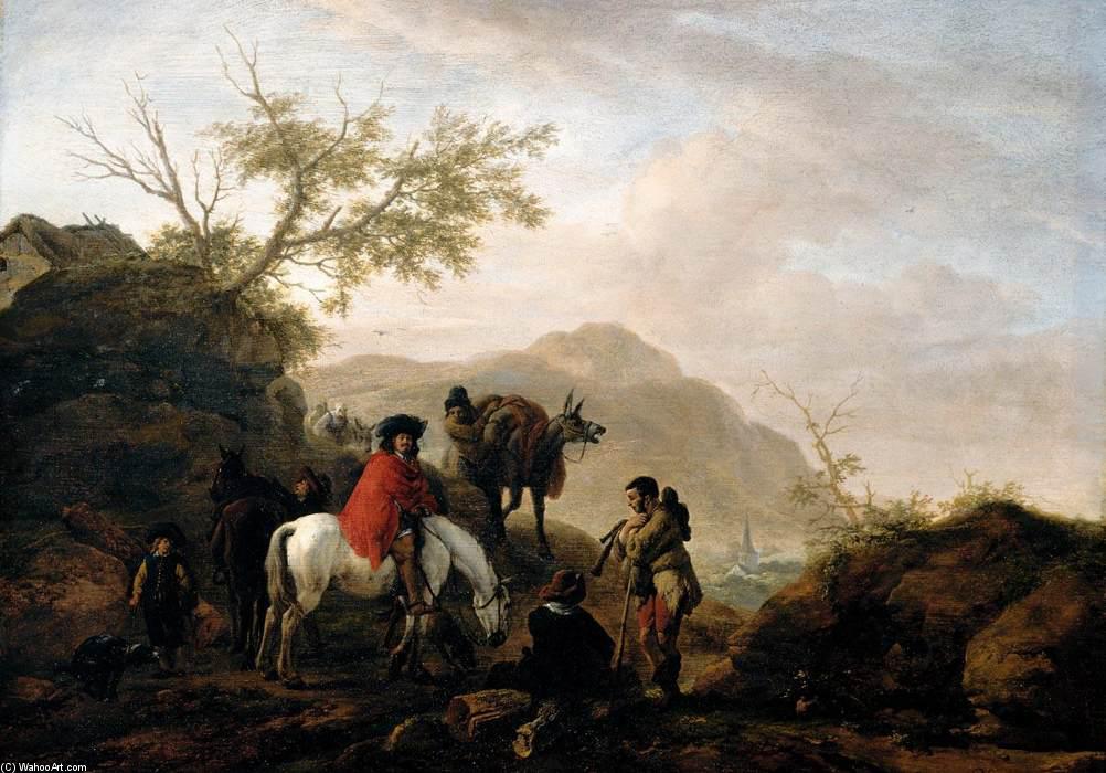 Wikioo.org - The Encyclopedia of Fine Arts - Painting, Artwork by Philips Wouwerman - Scene on a Rocky Road