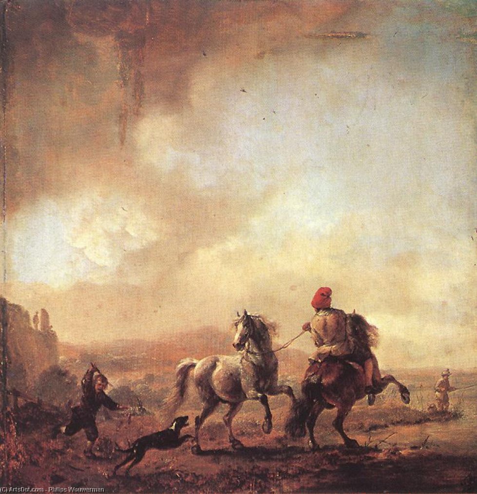 Wikioo.org - The Encyclopedia of Fine Arts - Painting, Artwork by Philips Wouwerman - Two Horses