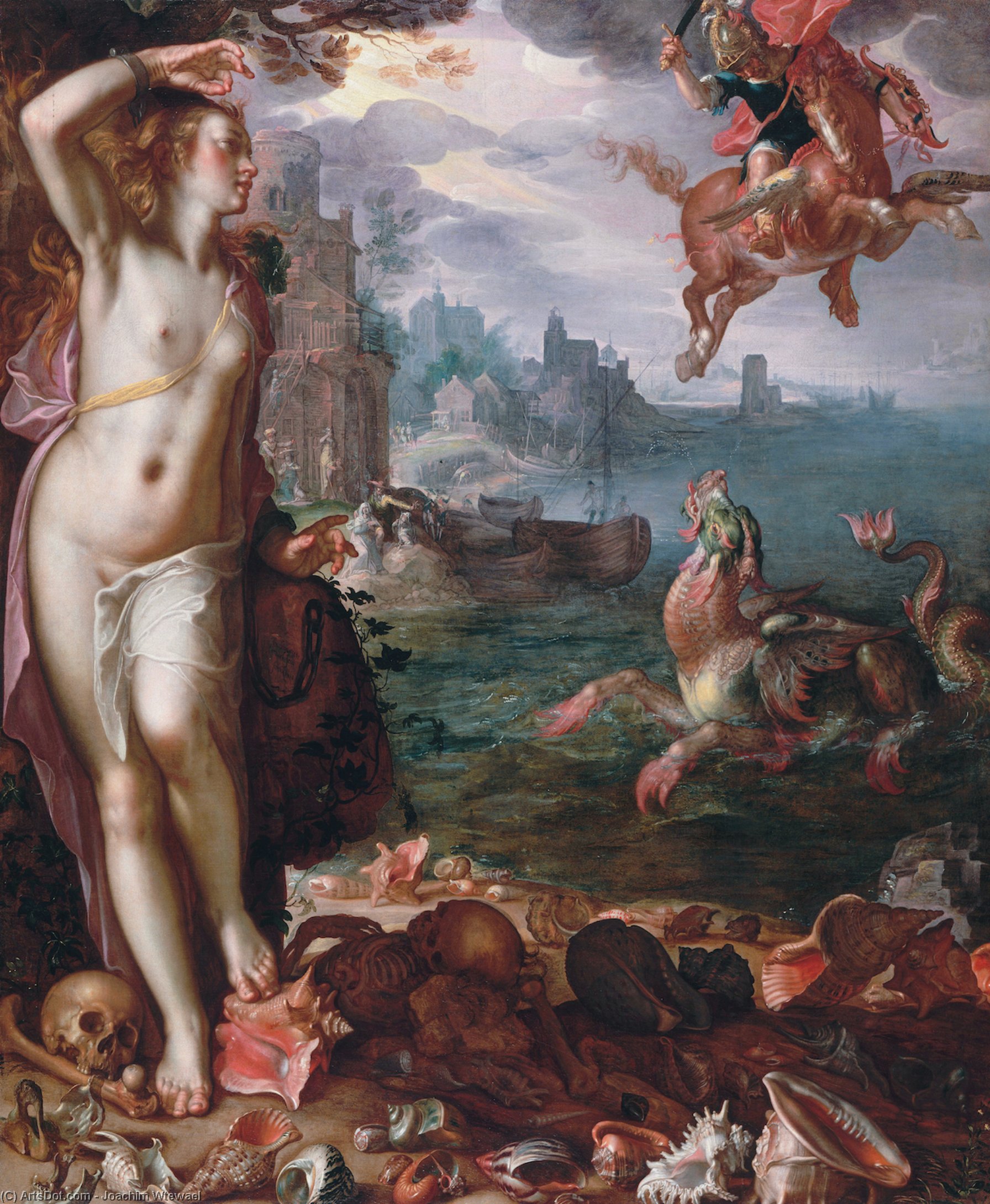 Wikioo.org - The Encyclopedia of Fine Arts - Painting, Artwork by Joachim Antonisz Wtewael - Perseus and Andromeda