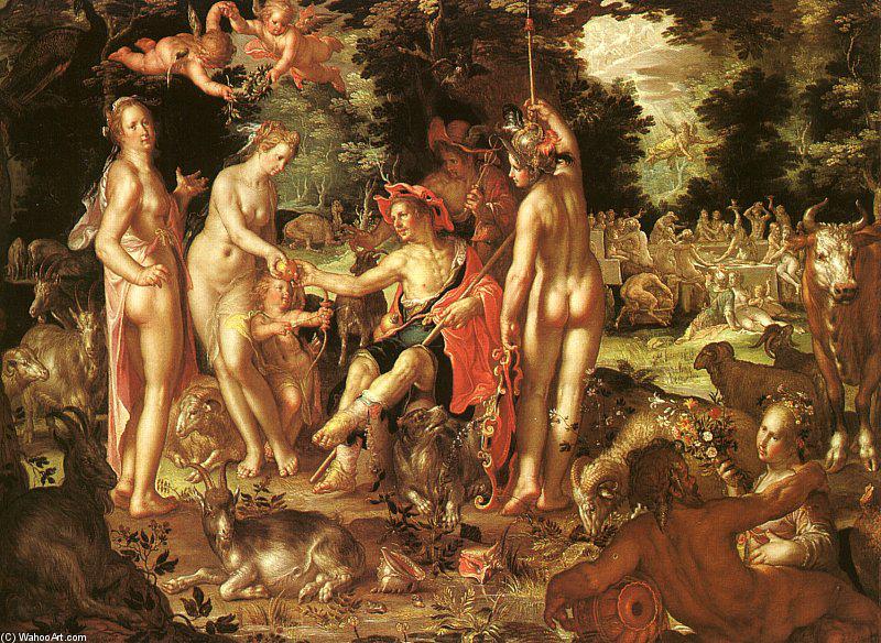 Wikioo.org – L'Enciclopedia delle Belle Arti - Pittura, Opere di Joachim Antonisz Wtewael - il giudizio di Paride