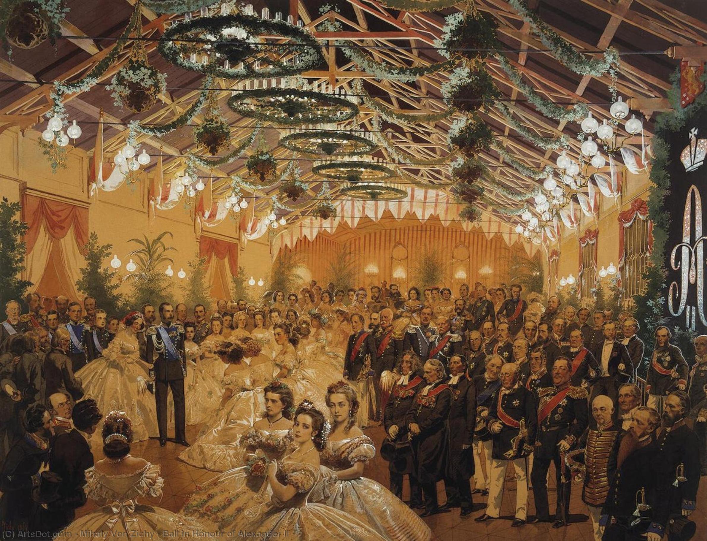 WikiOO.org - Encyclopedia of Fine Arts - Lukisan, Artwork Mihaly Von Zichy - Ball in Honour of Alexander II
