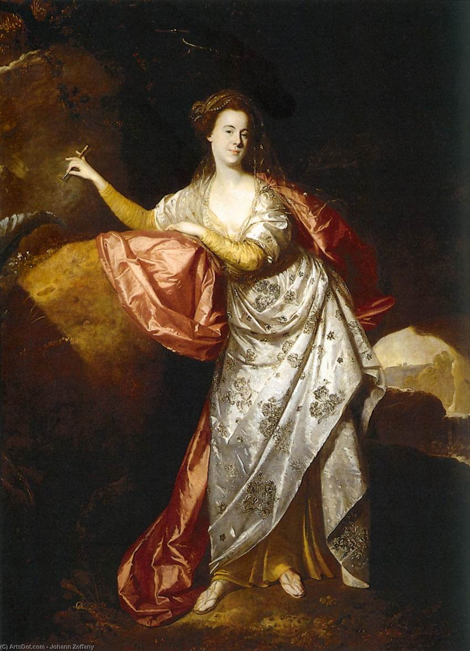 WikiOO.org - Enciklopedija dailės - Tapyba, meno kuriniai Johann Zoffany - Portrait of Ann Brown in the Role of Miranda