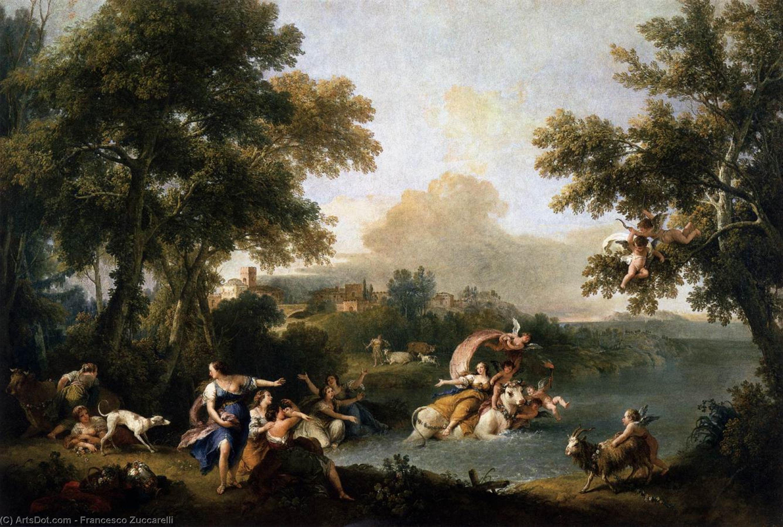 Wikioo.org - The Encyclopedia of Fine Arts - Painting, Artwork by Francesco Zuccarelli - The Rape of Europa