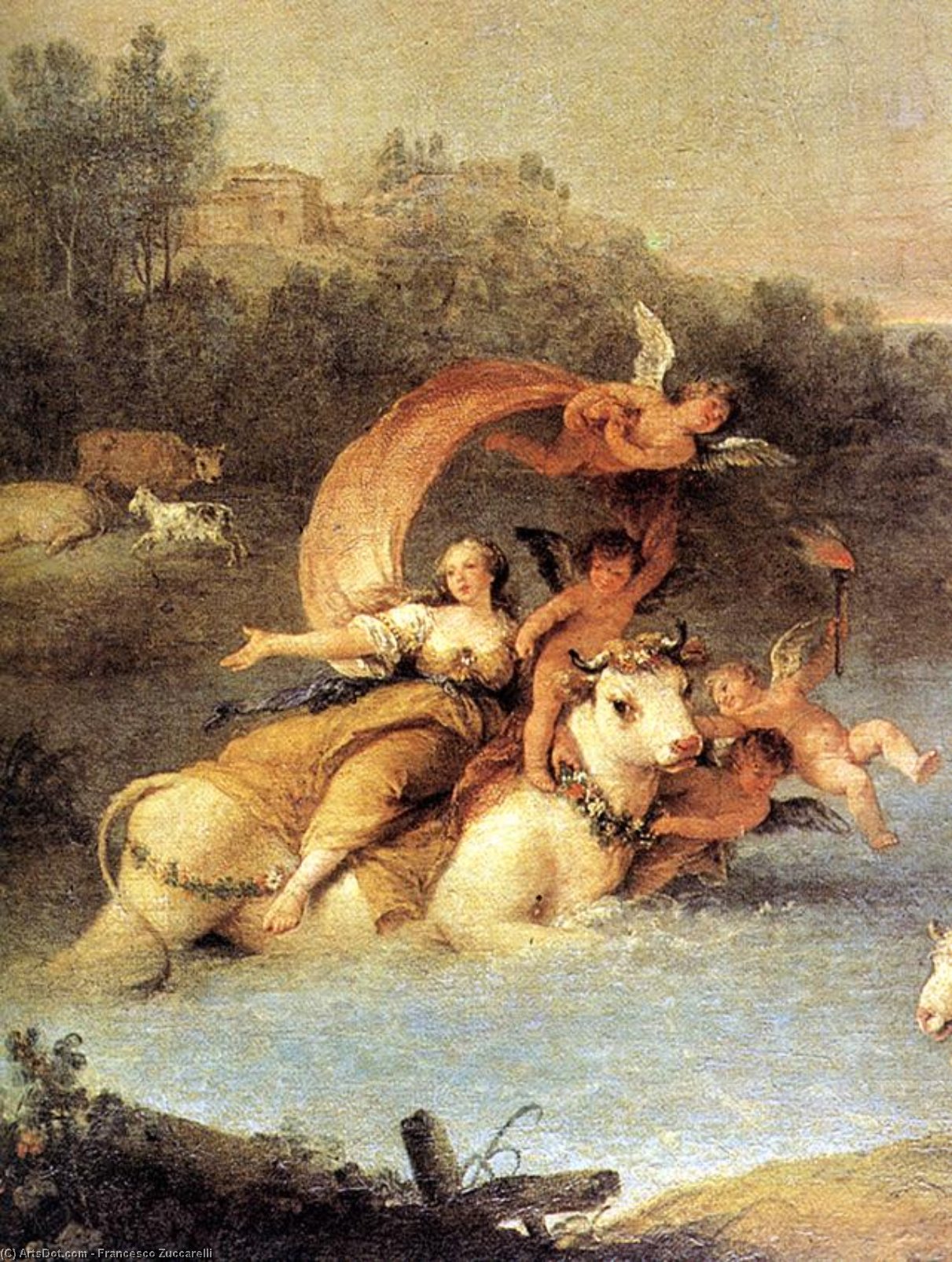 Wikioo.org - The Encyclopedia of Fine Arts - Painting, Artwork by Francesco Zuccarelli - The Rape of Europa (detail)