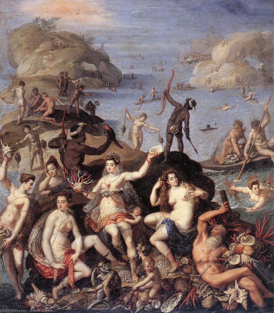 Wikioo.org - The Encyclopedia of Fine Arts - Painting, Artwork by Jacopo Zucchi - The Coral Fishers
