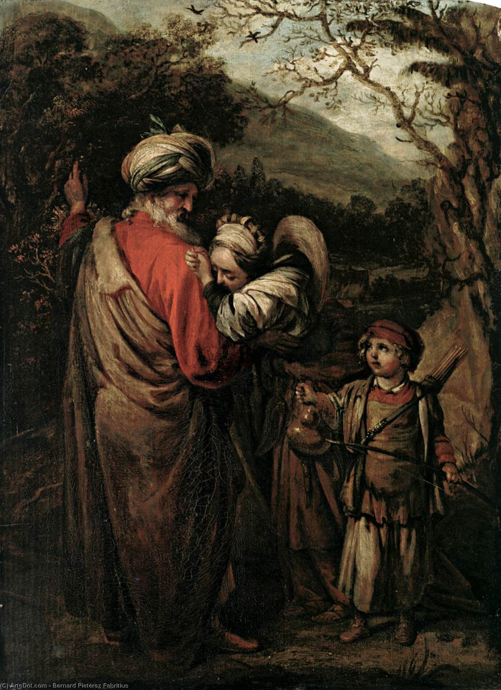 Wikioo.org - The Encyclopedia of Fine Arts - Painting, Artwork by Bernard Pietersz Fabritius - Abraham Dismissing Hagar and Ishmael