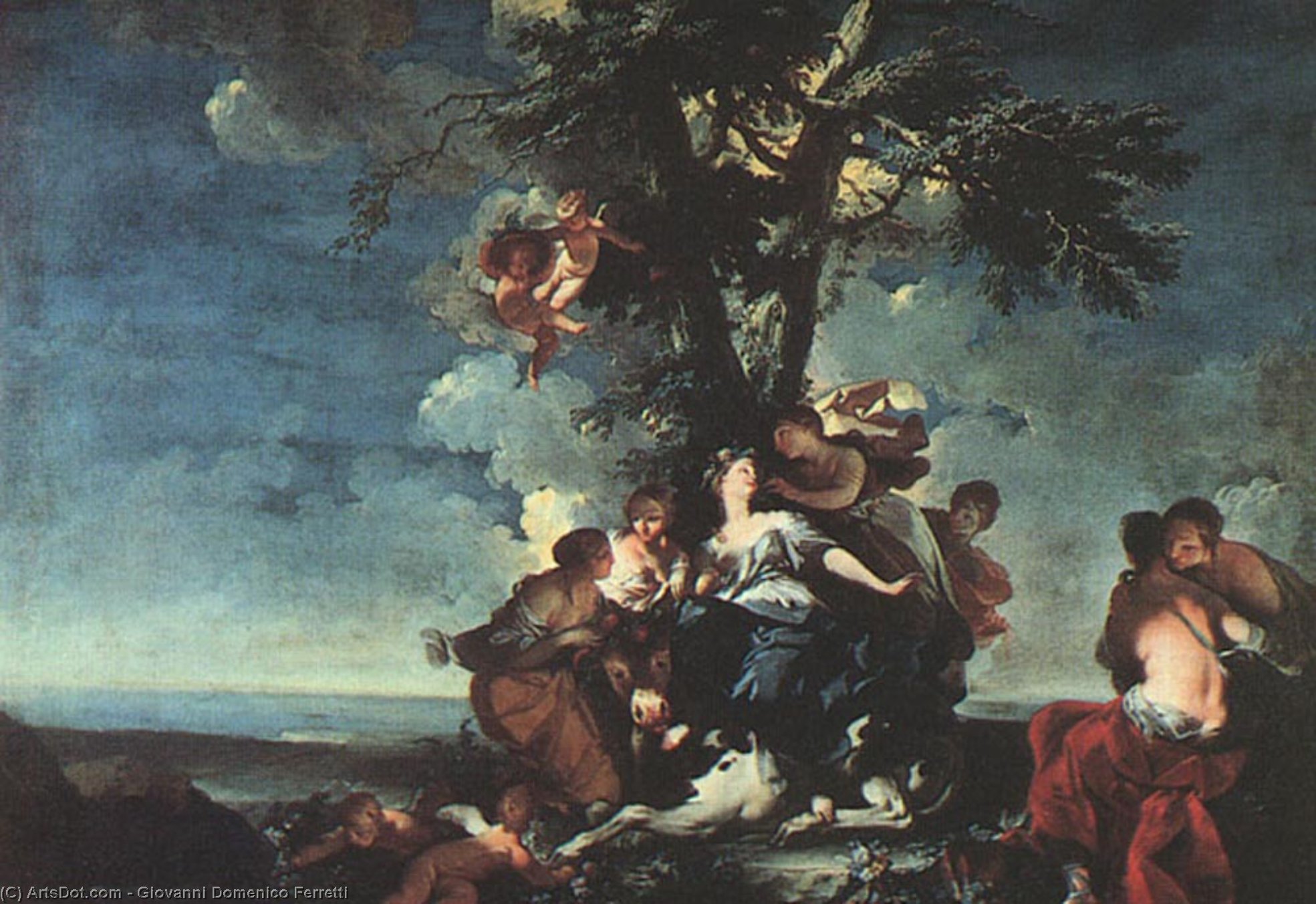 WikiOO.org - Encyclopedia of Fine Arts - Maleri, Artwork Giovanni Domenico Ferretti - The Rape of Europa