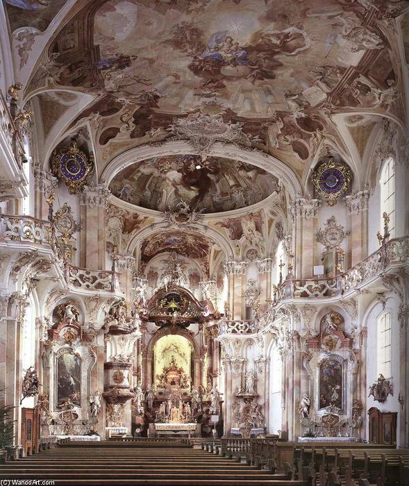 Wikioo.org - The Encyclopedia of Fine Arts - Painting, Artwork by Joseph Anton Feuchtmayr - Interior with stucco decoration