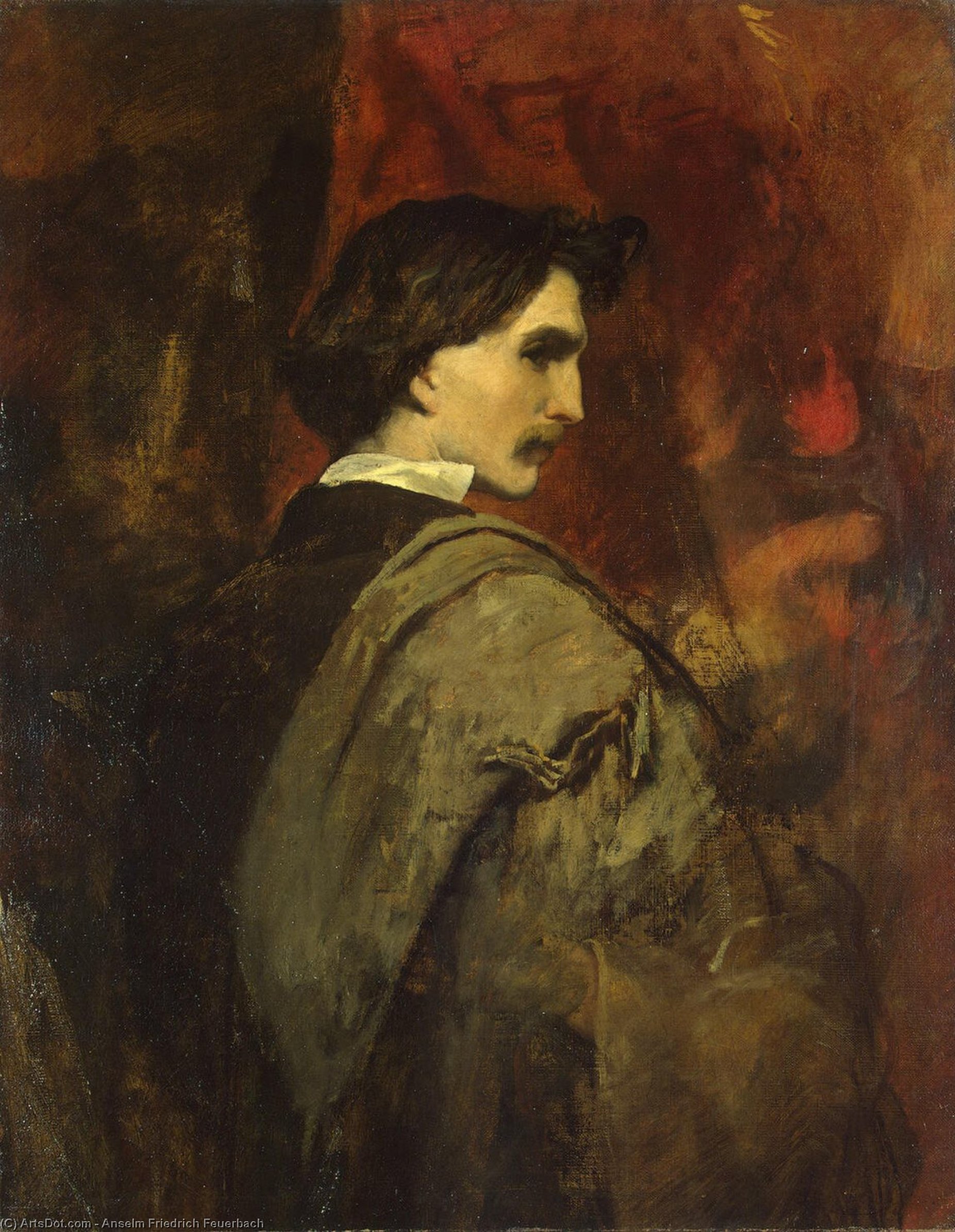 Wikioo.org - The Encyclopedia of Fine Arts - Painting, Artwork by Anselm Friedrich Feuerbach - Self-Portrait