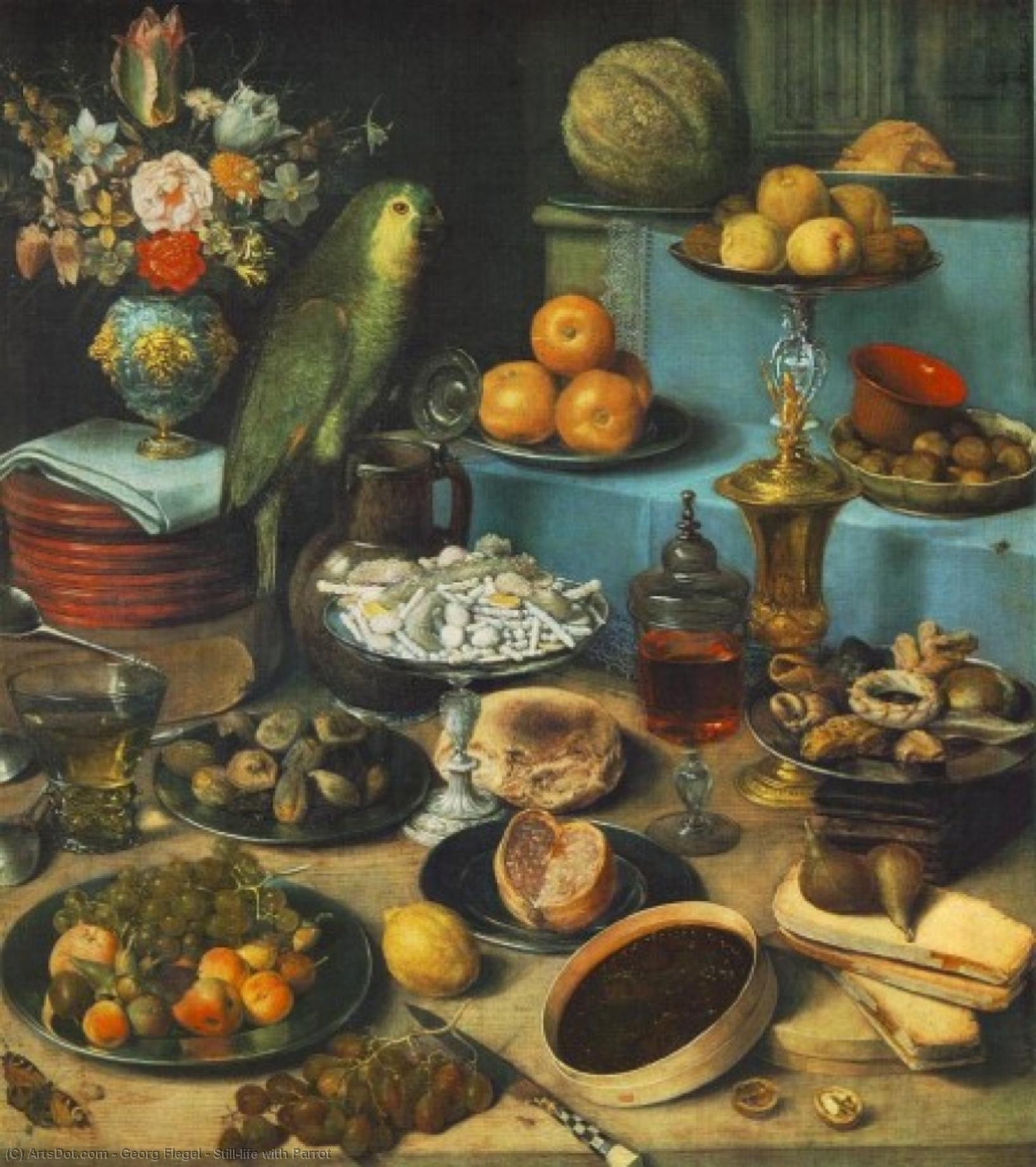 Wikioo.org - The Encyclopedia of Fine Arts - Painting, Artwork by Georg Flegel - Still-life with Parrot