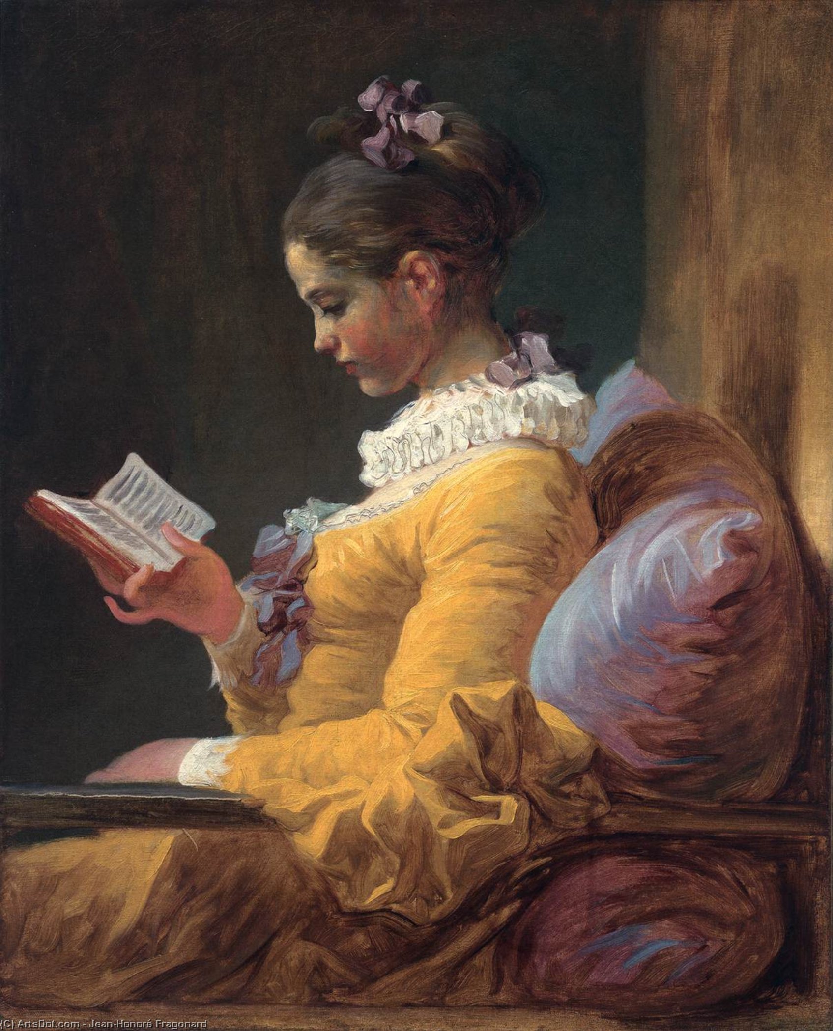 Wikioo.org - Bách khoa toàn thư về mỹ thuật - Vẽ tranh, Tác phẩm nghệ thuật Jean-Honoré Fragonard - A Young Girl Reading