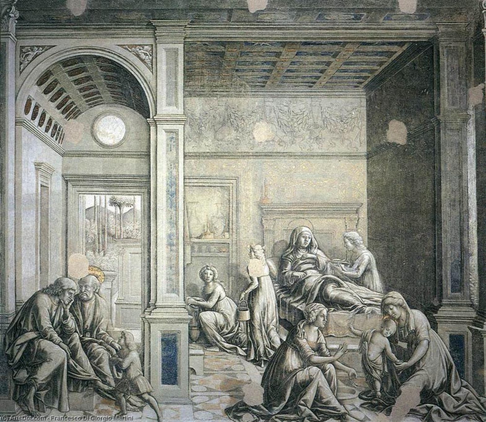 Wikioo.org - The Encyclopedia of Fine Arts - Painting, Artwork by Francesco Di Giorgio Martini - Birth of the Virgin