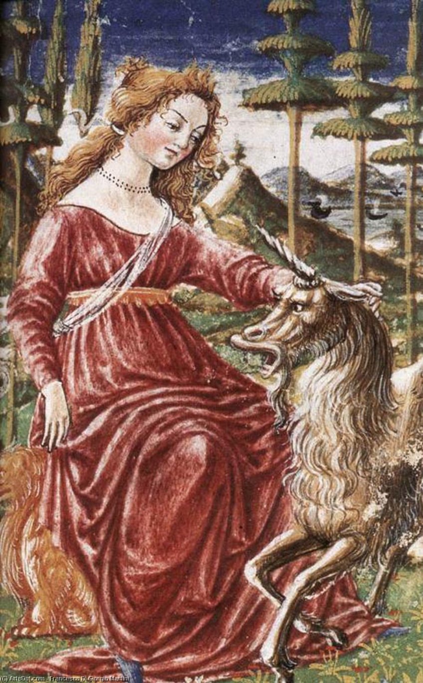 WikiOO.org - Encyclopedia of Fine Arts - Maalaus, taideteos Francesco Di Giorgio Martini - Chastity with the Unicorn