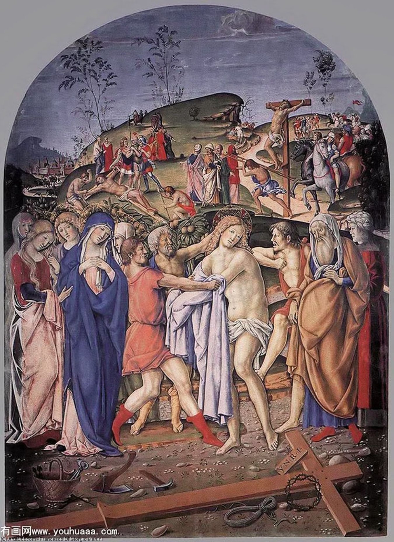 Wikioo.org - สารานุกรมวิจิตรศิลป์ - จิตรกรรม Francesco Di Giorgio Martini - The Disrobing of Christ