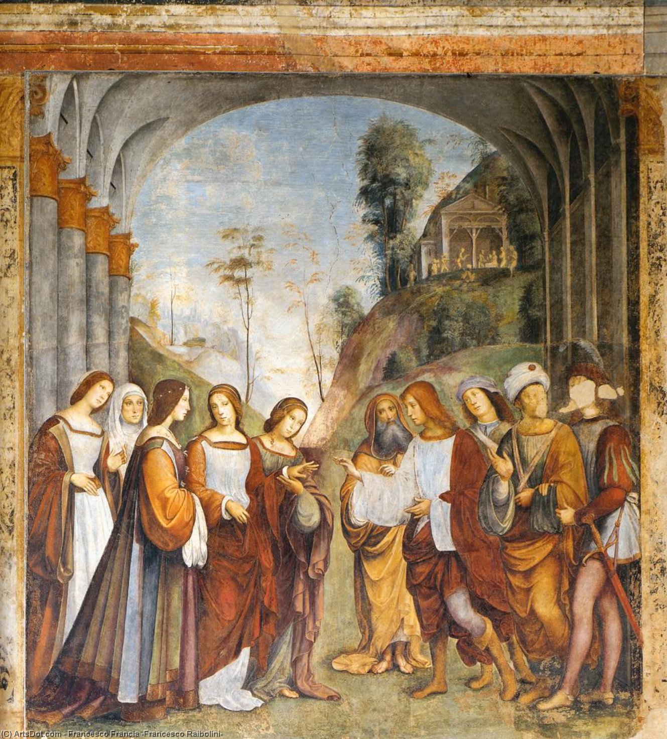 Wikioo.org - The Encyclopedia of Fine Arts - Painting, Artwork by Francesco Francia (Francesco Raibolini) - Legend of Sts Cecilia and Valerian, Scene 1