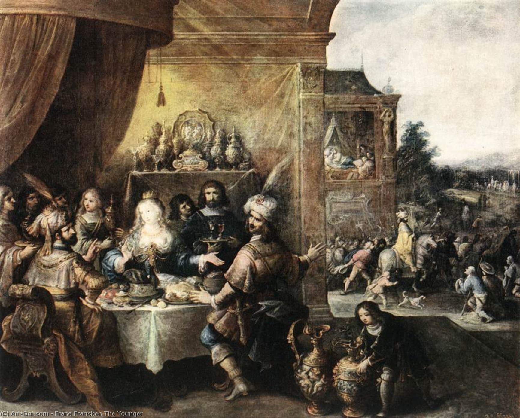 Wikioo.org - The Encyclopedia of Fine Arts - Painting, Artwork by Frans Francken The Younger - Feast of Esther