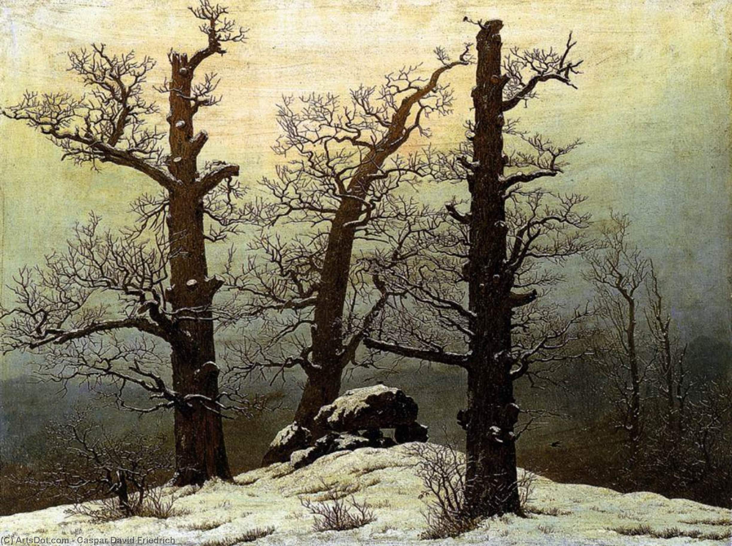 WikiOO.org - Εγκυκλοπαίδεια Καλών Τεχνών - Ζωγραφική, έργα τέχνης Caspar David Friedrich - Dolmen in the Snow