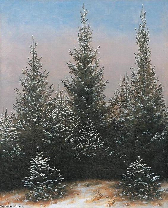 Wikioo.org – L'Enciclopedia delle Belle Arti - Pittura, Opere di Caspar David Friedrich - Abeti contro  Antartico  la neve