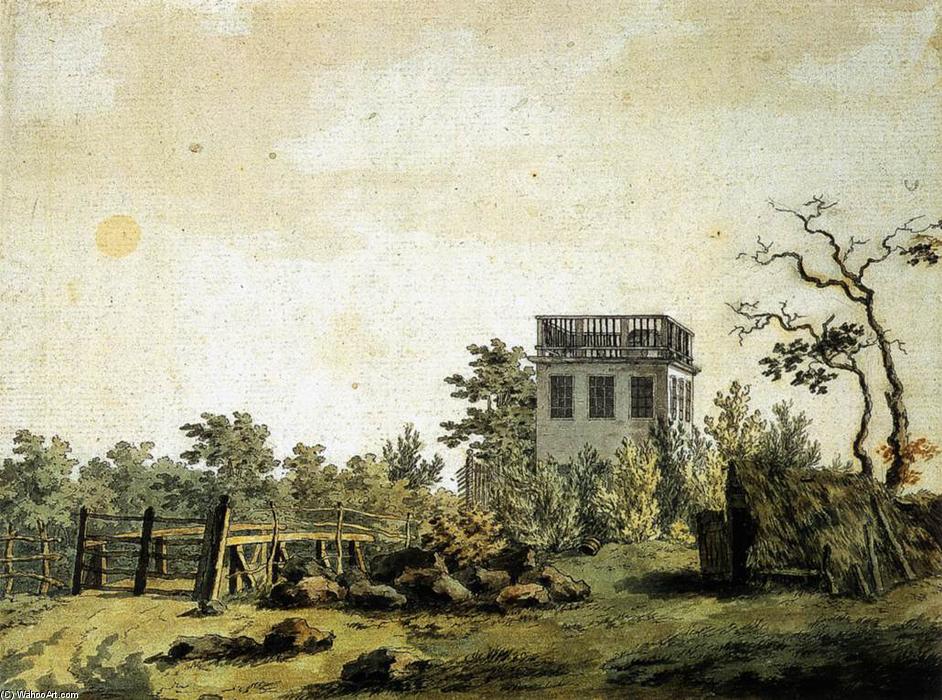 Wikioo.org – La Enciclopedia de las Bellas Artes - Pintura, Obras de arte de Caspar David Friedrich - paisaje con pabellón