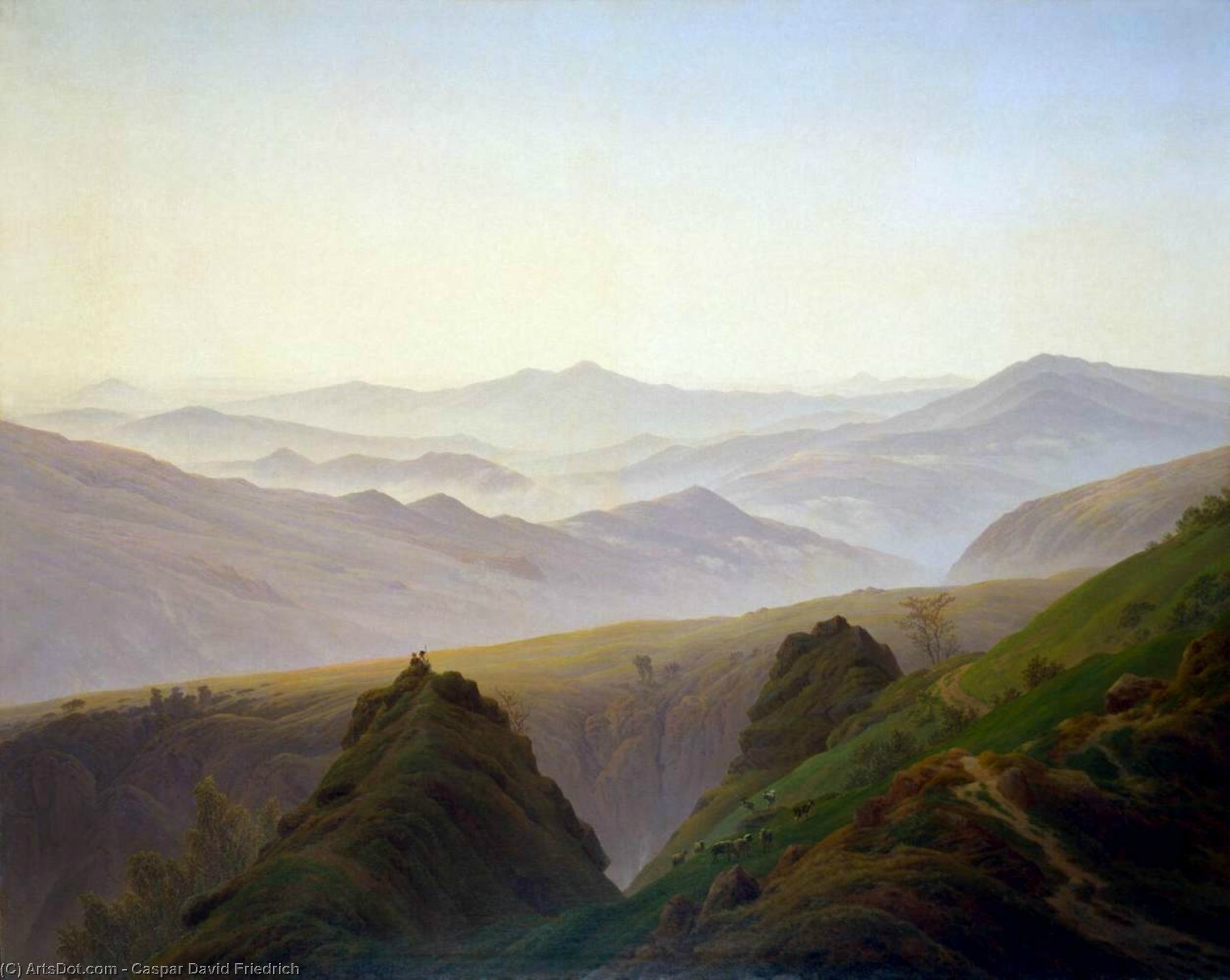 WikiOO.org - دایره المعارف هنرهای زیبا - نقاشی، آثار هنری Caspar David Friedrich - Morning in the Mountains