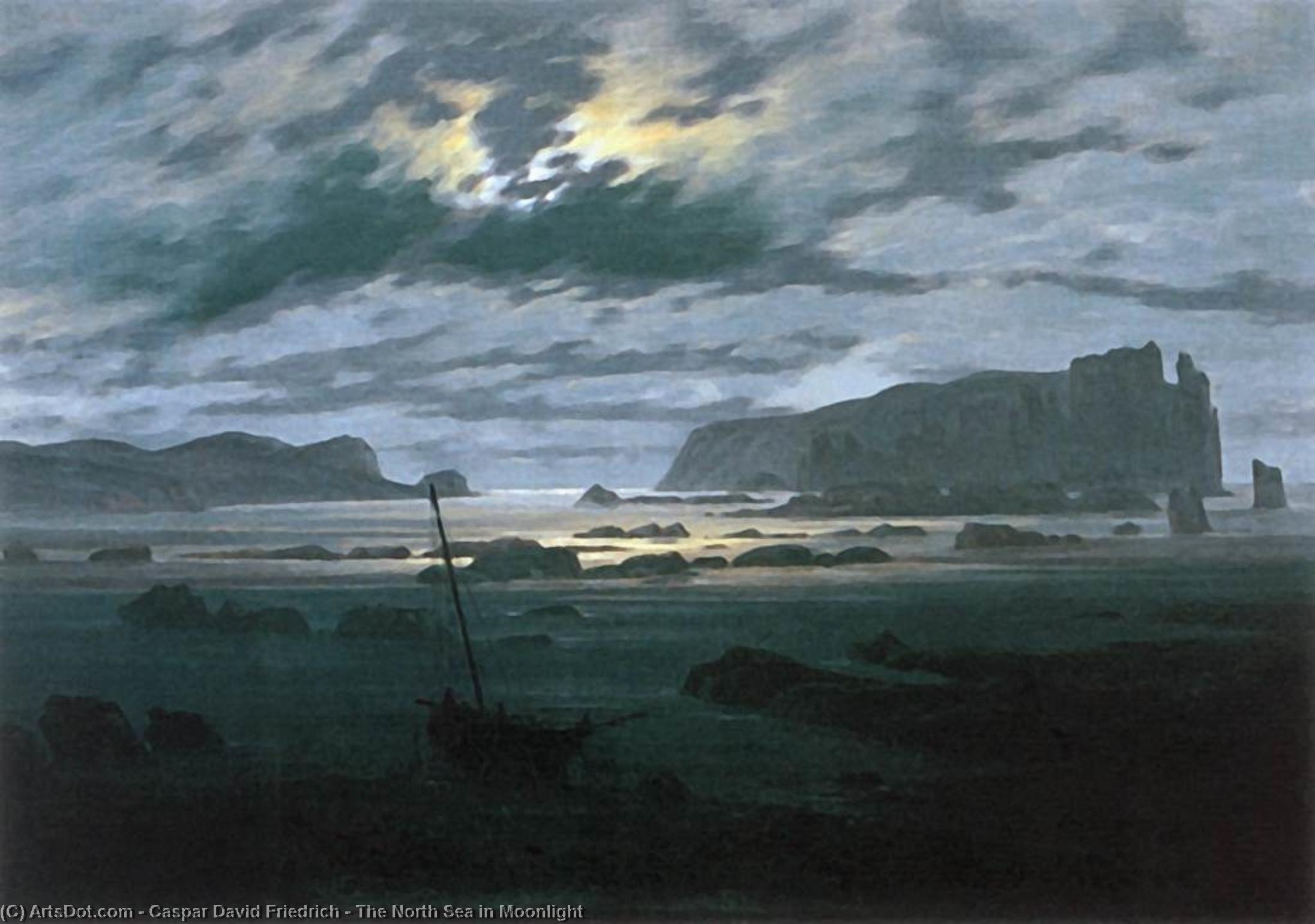 Wikioo.org - The Encyclopedia of Fine Arts - Painting, Artwork by Caspar David Friedrich - The North Sea in Moonlight