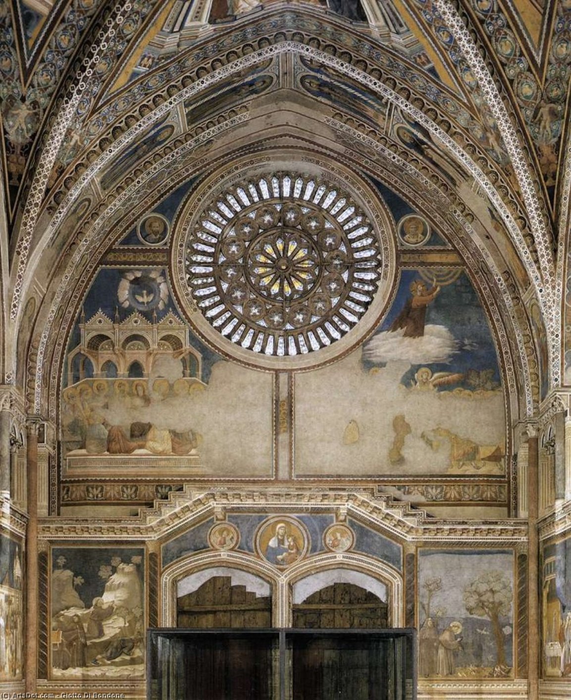 Wikioo.org - The Encyclopedia of Fine Arts - Painting, Artwork by Giotto Di Bondone - Frescoes on the inside wall of the façade