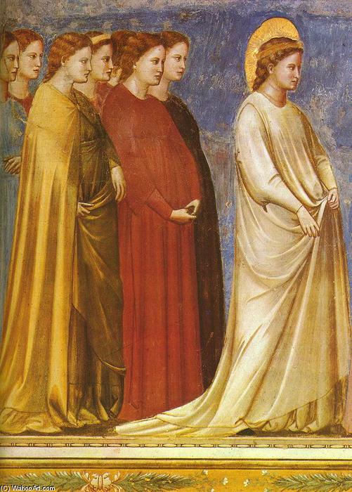 Wikioo.org – La Enciclopedia de las Bellas Artes - Pintura, Obras de arte de Giotto Di Bondone - Sinduda . 12 Escenas de la vida de virgen : 6 . procesión de la boda ( detalle )