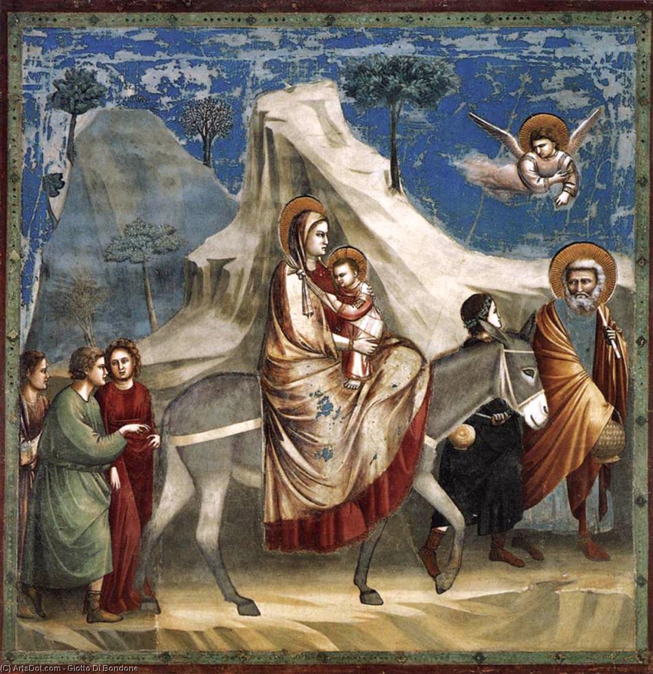 Wikioo.org - สารานุกรมวิจิตรศิลป์ - จิตรกรรม Giotto Di Bondone - No. 20 Scenes from the Life of Christ: 4. Flight into Egypt