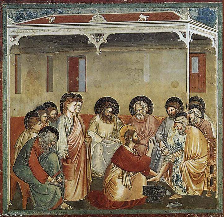 Wikioo.org – L'Enciclopedia delle Belle Arti - Pittura, Opere di Giotto Di Bondone - No . 30 scene dal vita di cristo : 14 . lavanda dei piedi