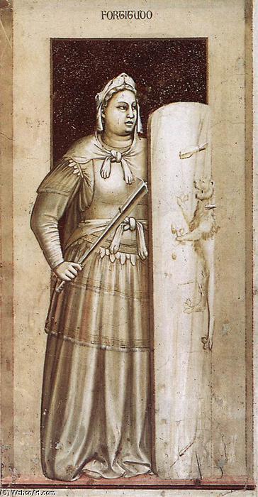 Wikioo.org – La Enciclopedia de las Bellas Artes - Pintura, Obras de arte de Giotto Di Bondone - nadie 41   el  siete  virtudes  Fortaleza